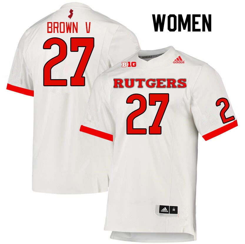 Women #27 Samuel Brown V Rutgers Scarlet Knights College Football Jerseys Stitched Sale-White